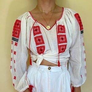 SOLD Vintage Spanish style embroidery peasant top